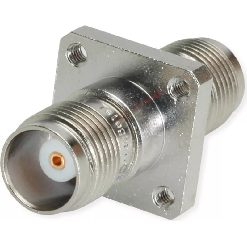Telegärtner TNC sieviešu uz TNC sieviešu taisns koaksiālais adapteris, 50 Ohm, DC līdz 11 GHz, niķelēts misiņš