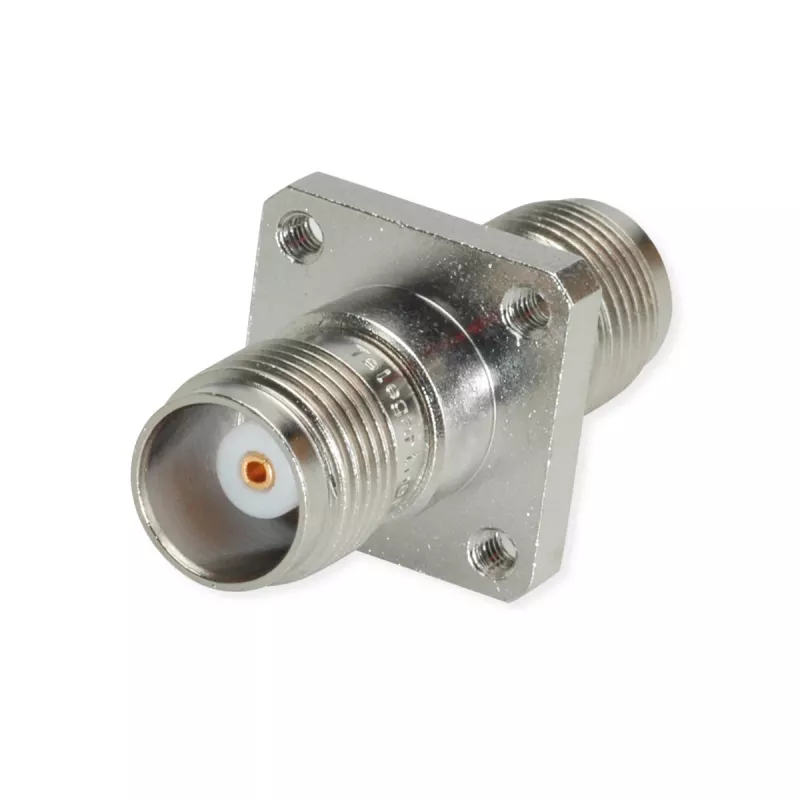 Telegärtner TNC sieviešu uz TNC sieviešu taisns koaksiālais adapteris, 50 Ohm, DC līdz 11 GHz, niķelēts misiņš