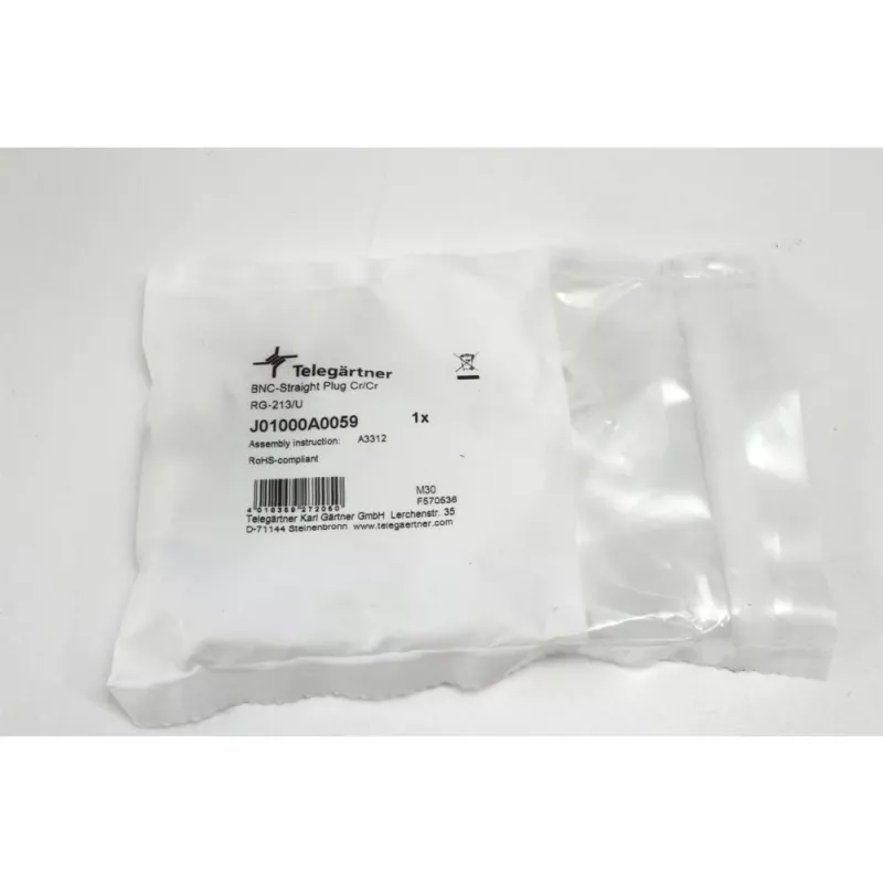 Telegärtner BNC kontaktdakša RG213/U, 50 Ohm, krimpējama, niķelis/zelts