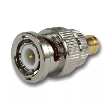 TELEGÄRTNER koaksiālais adapteris BNC male uz SMB female, 50 Ohm, taisns, niķelēts misiņš J01008F0030