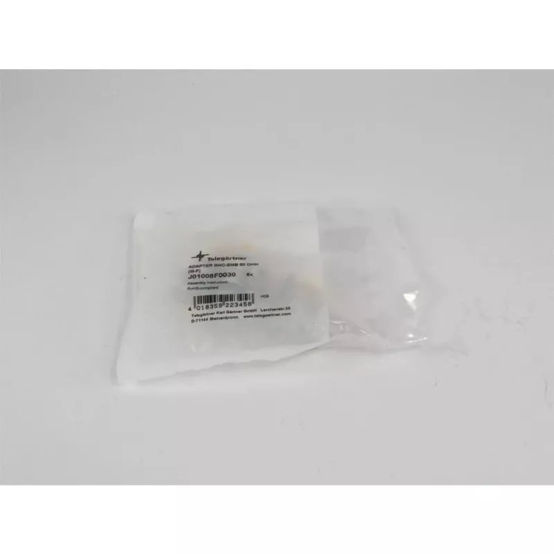 TELEGÄRTNER koaksiālais adapteris BNC male uz SMB female, 50 Ohm, taisns, niķelēts misiņš J01008F0030