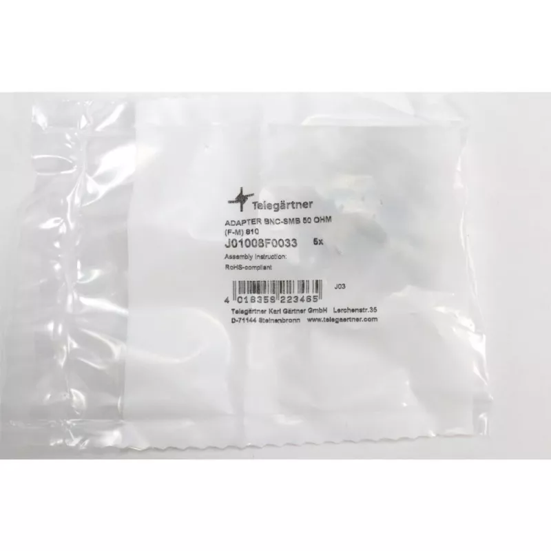 Telegärtner koaksiālais adapteris BNC female uz SMB male, 50 Ohm, taisns J01008F0033