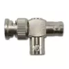 Telegärtner BNC T-adapteris, BNC vītņuzgriežņa savienotājs uz 2x BNC ligzdu, 50 Ohm, niķelis/zelts J01004A0616