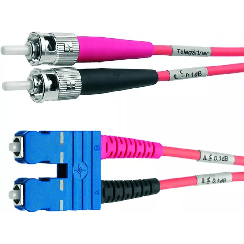 Telegärtner ST uz SC Duplex Multimode OM4 optiskais komutācijas kabelis, 50/125µm, 3m, akvas krāsas L00892A0072