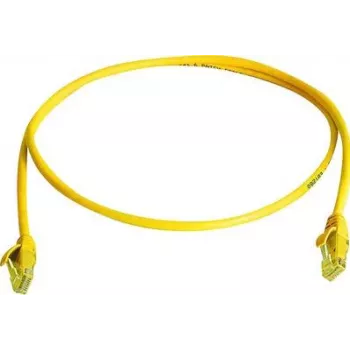 Telegärtner 100008205 RJ45 komutācijas kabelis, CAT 5e, 1,0 m, dzeltens, U/UTP, LSZH, ar lieces aizsardzību