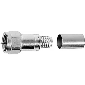 Telegärtner F kontaktdakša, taisna, 75 Ohm, krimpēšana/skrūvēšana, niķelēts misiņš, RG59/RG6 J01600A0009