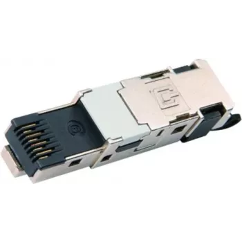 Telegärtner J80026A0047 Cat.6A ekranēts RJ45 lauka montāžas spraudnis, bez instrumentiem, T568B, cinka die-cast, melns
