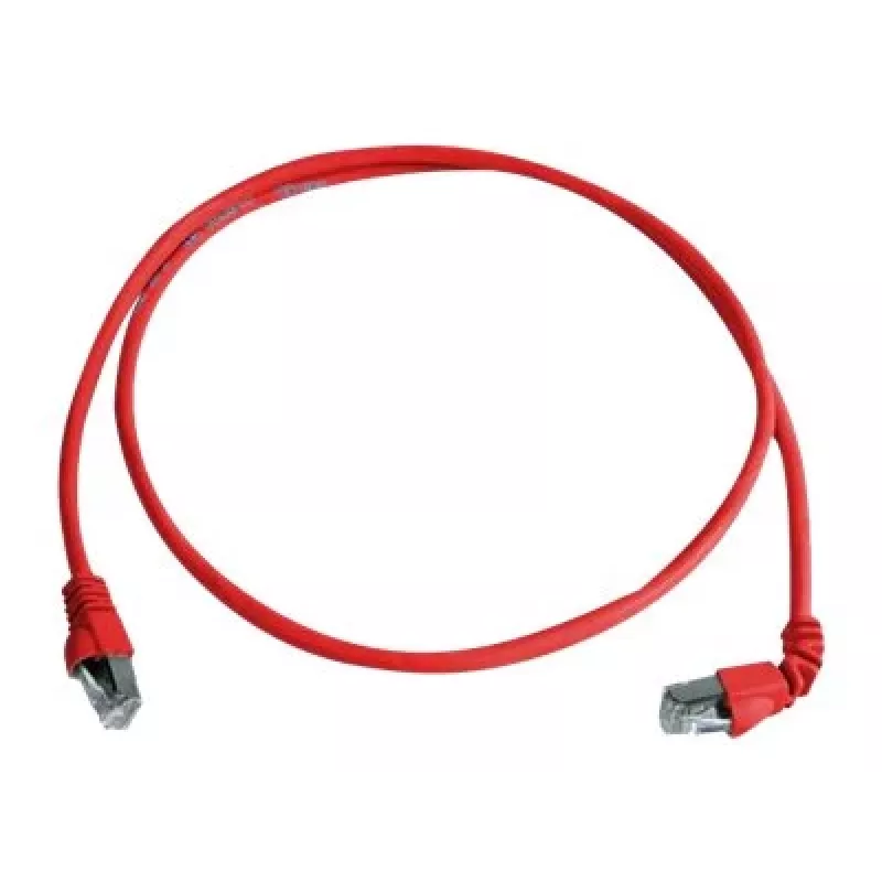 Telegärtner S/FTP Cat 6A komutācijas kabelis, PiMF, 1m, sarkans, viens leņķa savienotājs, LSZH L00000A0196