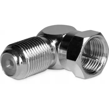 TechniSat 0000/3318 F-savienotāja 90° adapteris, F-male uz F-female, 75 Ohm, niķelēts
