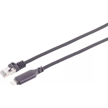 S CONN MAXIMUM CONNECTIVITY USB-C LAN adaptera kabelis 1G, USB Type-C uz RJ45, alumīnijs, melns, 5m (14-51055)