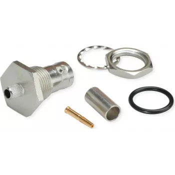 Telegärtner J01001A0108 BNC savienotājs, taisns, 50 Ohm, ligzda uz ligzdu, niķelēts
