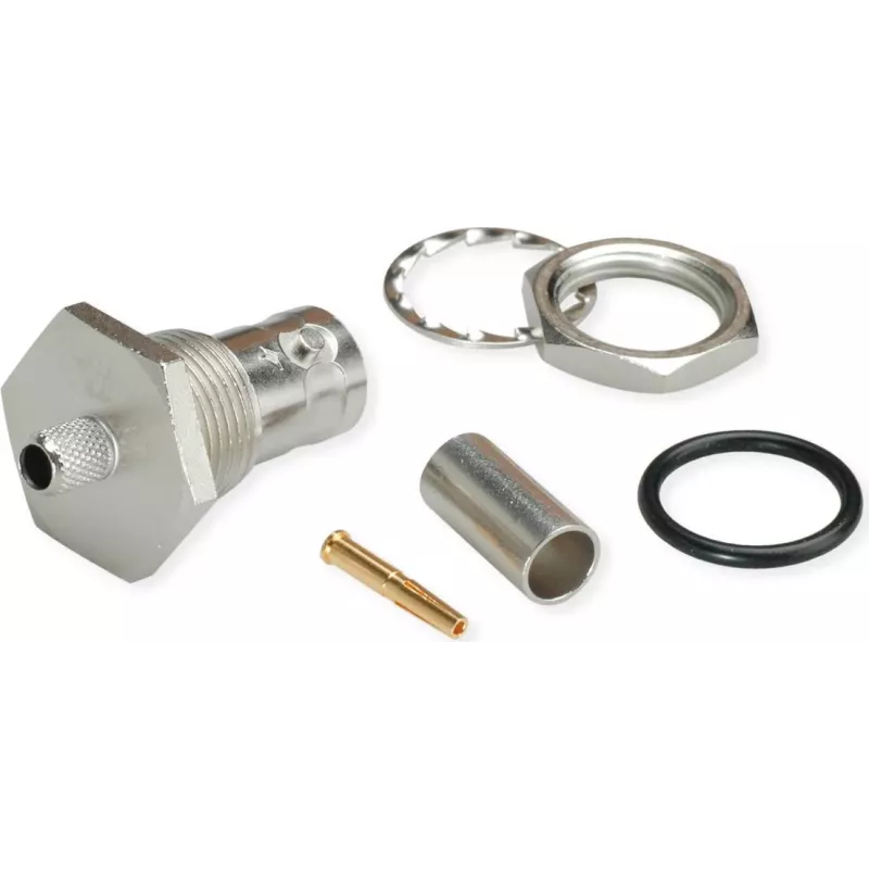 Telegärtner J01001A0108 BNC savienotājs, taisns, 50 Ohm, ligzda uz ligzdu, niķelēts