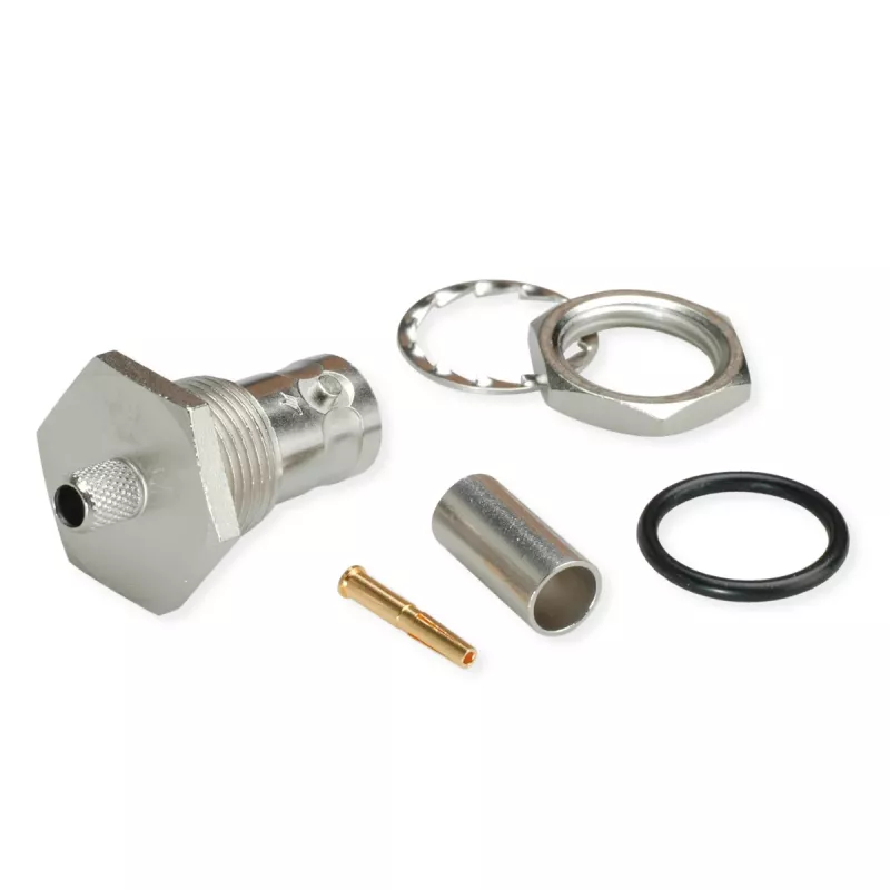 Telegärtner J01001A0108 BNC savienotājs, taisns, 50 Ohm, ligzda uz ligzdu, niķelēts