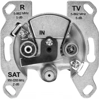 TechniSat TECHNIPRO SV600 V2 3 ligzdu antenas sienas kontaktligzda ar DC diožu atsaisti (TV, radio, SAT) 0004/3075