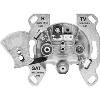 TechniSat TECHNIPRO SV600 V2 3 ligzdu antenas sienas kontaktligzda ar DC diožu atsaisti (TV, radio, SAT) 0004/3075