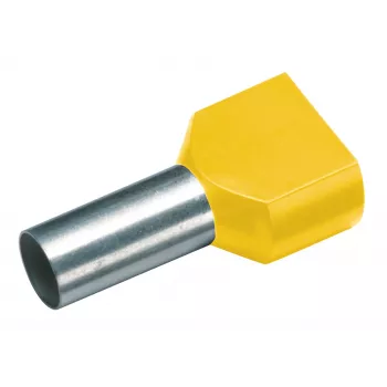 Cimco 187712 dubultā vadu uzmava 6 mm², daļēji izolēta, dzeltena (100 gab.)