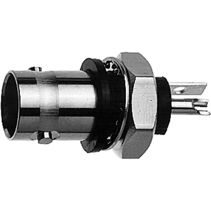 Telegärtner BNC panelis savienotājs, izolēts 50 Ohm, melna izolācijas flange, zelta pārklājuma kontakti, 4 GHz, 1 gab.