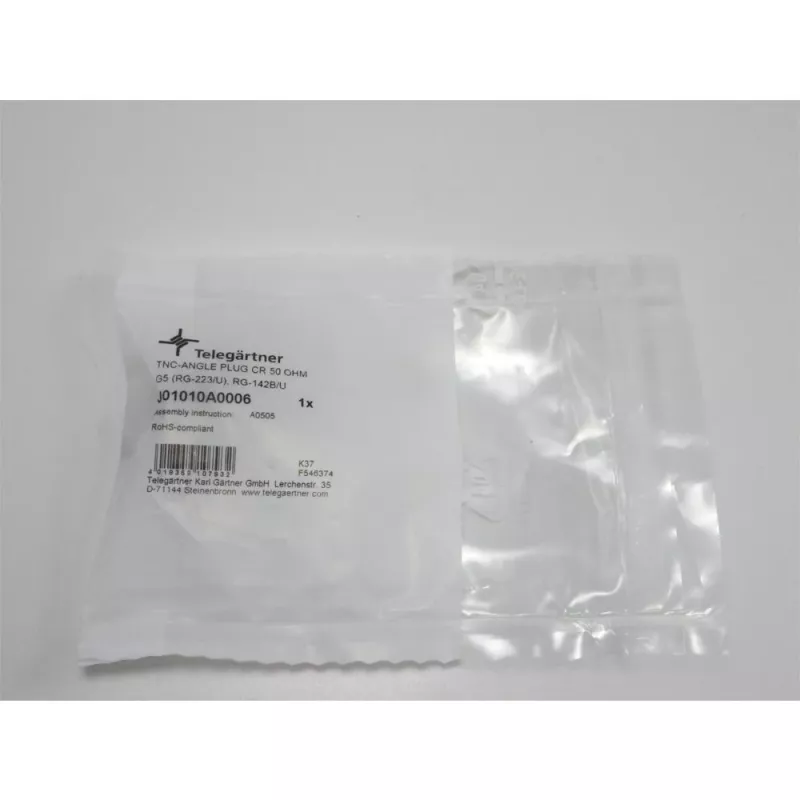 Telegärtner TNC leņķa savienotājs 50 Ohm RG-223/U, RG-142 B/U kabeļiem (J01010A0006)