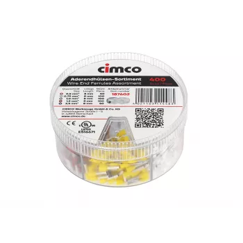 Cimco 187602 daļēji izolētu uzgaļu komplekts, 500 gab., 0,5-2,5 mm², DIN 46228-4