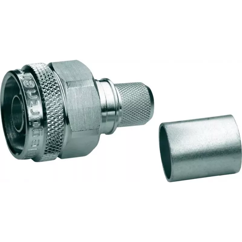 Telegärtner N vīrišķais krimp savienotājs RG-214/U kabelim, 50 Ohm, niķelēts misiņš, 1 gab. J01020A0110