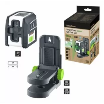 Laserliner SmartCross-Laser GX Plus Set zaļā stara krusteniskais līnijas lāzers, maksimālais darbības attālums 40 m (036.732E)
