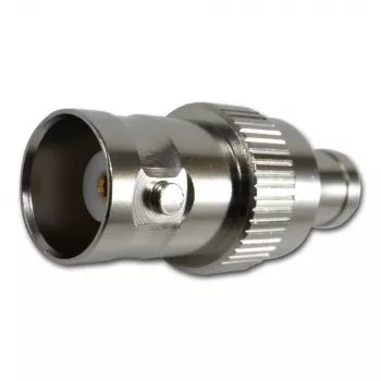 TELEGÄRTNER koaksiālais adapteris BNC female uz SMB female, 50 Ohm, taisns, niķelēts misiņš, zelta pārklājuma kontakti J01008F0013
