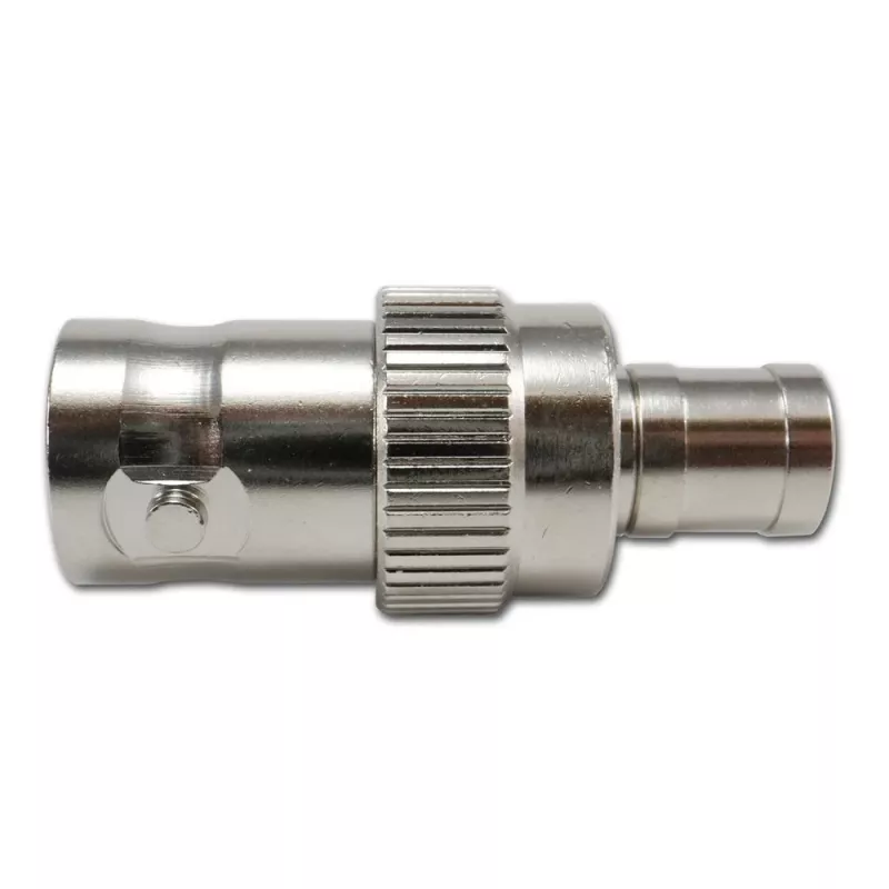 TELEGÄRTNER koaksiālais adapteris BNC female uz SMB female, 50 Ohm, taisns, niķelēts misiņš, zelta pārklājuma kontakti J01008F0013