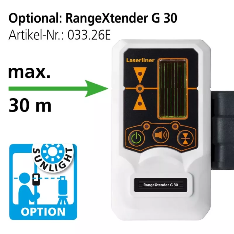 Laserliner SmartCross-Laser GX krustenisko līniju lāzera nivelieris, sarkans stars, 40 m darbības rādiuss, pašizlīdzinošs, IP54, 2x AA 036.730E