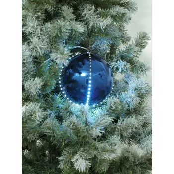 EUROPALMS LED sniega bumbiņas 8 cm, tumši zilas, 5 gab. komplekts 83501239
