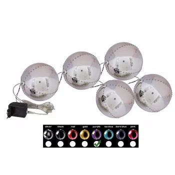 EUROPALMS LED sniega bumbiņas 8 cm, ceriņkrāsā, 5 gab. 83501240