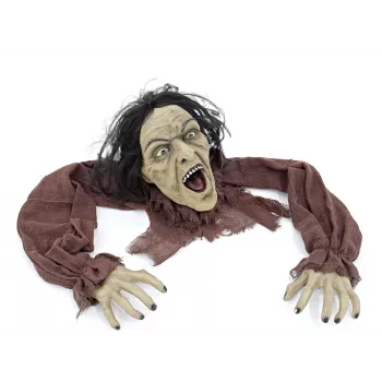 EUROPALMS Halloween rāpojošā figūra 140cm ar sarkanām LED acīm, sensoru aktivizēta, biedējošas skaņas, iekštelpu animatronisks rekvizīts 83314590