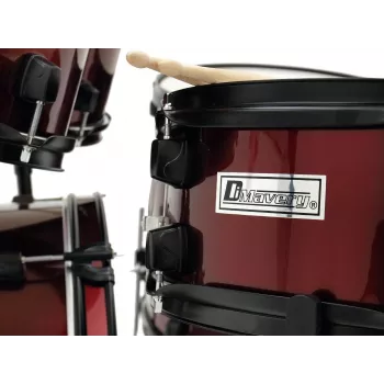 Dimavery DS-200 bungu komplekts Wine Red ar basu bungu pedāli un šķīvjiem