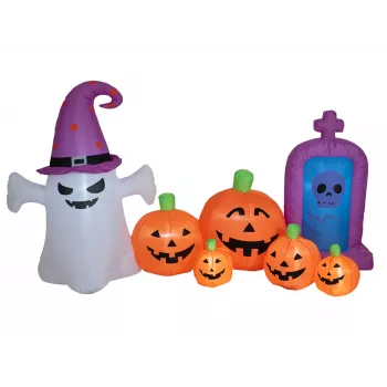 EUROPALMS Halloween piepūšamais spoks ar ķirbjiem, 244 cm (83316154)