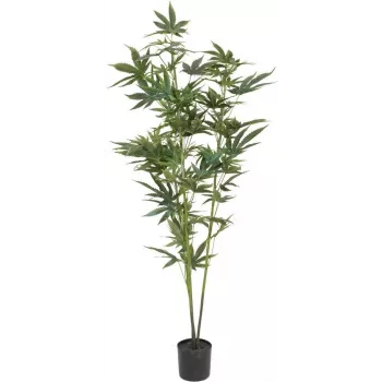 EUROPALMS mākslīgais kaņepju augs, 120cm, zaļš, melns pods 82506693