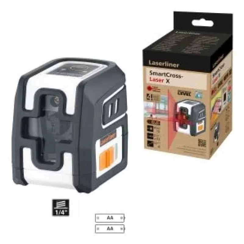 Laserliner SmartCross-Laser X krusta līniju lāzers ar pašizlīdzināšanos, darba diapazons līdz 10 m (036.735E)