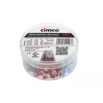 Cimco 187601 daļēji izolētu uzmavu komplekts, 1250 gab., DIN 46228-4