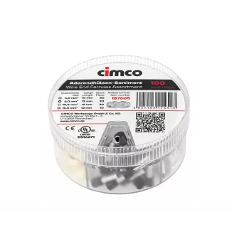 Cimco 187605 daļēji izolētu uzmavu komplekts, 500 gab., 0,5–6,0 mm², DIN 46228-4