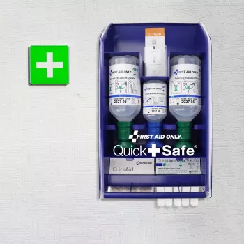 First Aid Only Quick+ Safe DIN EN 15154-4 pirmās palīdzības aptieciņa, zila, montējama pie sienas, ABS plastmasa, DIN 13157 pildījums P-44026 00