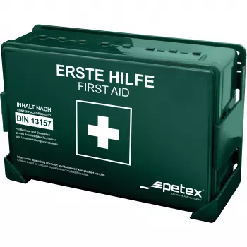 Petex DIN 13157 pirmās palīdzības komplekts 270 x 85 x 180 mm, zaļš 43924213