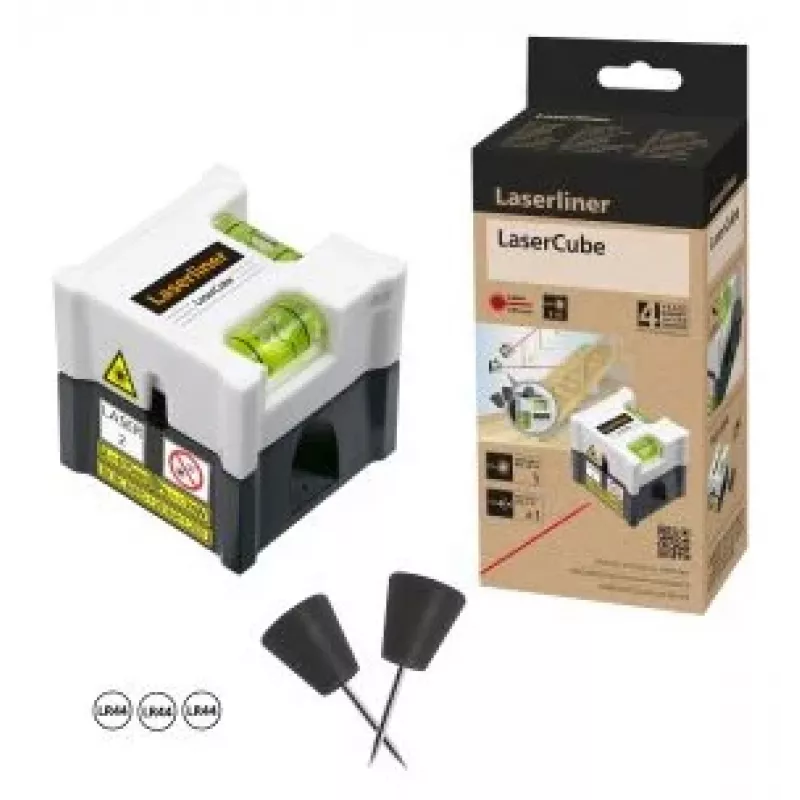 Laserliner LaserCube krustenisko līniju lāzera līmenis, sarkans stars, pašizlīdzinošs, 5 m darba diapazons 081.108E