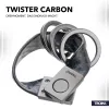 TROIKA TWISTER CARBON atslēgu piekariņš ar izvelkamo un pagriežamo mehānismu, hromēts metāls un oglekļa šķiedra, 4 sadalītie gredzeni KRG649/CB