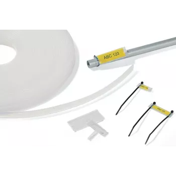 HellermannTyton HCR 12 caurspīdīgs PVC marķēšanas nesējs, 25 m x 13 mm, termiskās pārneses drukai