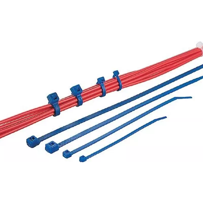HellermannTyton T80L standarta kabeļu saite, 390 x 4,6 mm, PA66, zila, 100 gab. 116-05416