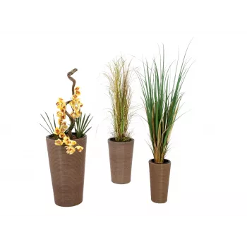 EUROPALMS India dekoratīvo podu komplekts, 3 izmēri, pelēks akmens izskats, iekštelpu/āra 83011268