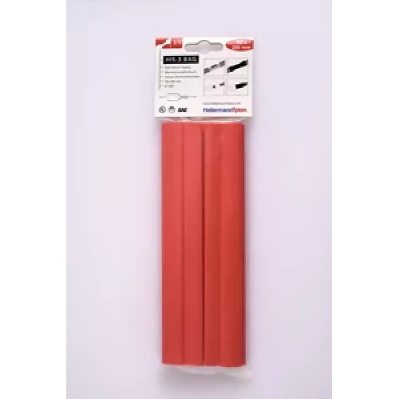 HELLERMANNTYTON HIS-3 termokarbināmās caurules komplekts, 3:1, 12 mm / 4 mm, sarkans 308-31211