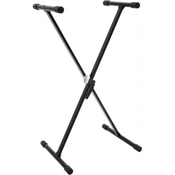 Dimavery SVT-1 klaviatūras statīvs X-formas ar skavas fiksatoru, regulējams augstums, 20 kg slodze, melns