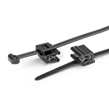 HellermannTyton T50ROSEC5A-PA66W-BK kabeļu saite ar klipu, 200 mm x 4,6 mm, melna, 100 gab.
