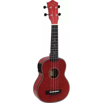 DIMAVERY UK-100 soprāna ukulele, liesmaini sarkana 26255807