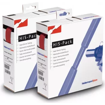 HellermannTyton HIS-PACK-19,1/9,5-RD siltuma saraušanās caurule, 2:1, sarkana, 19,1 mm izplests, 9,5 mm saraušanās, 5 m garums, dozatora kaste