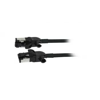 SYNERGY21 S218115 CAT6A S/FTP tievs komutācijas kabelis, RJ45, 2m, melns, 500MHz, LSZH, rotējošs savienotājs